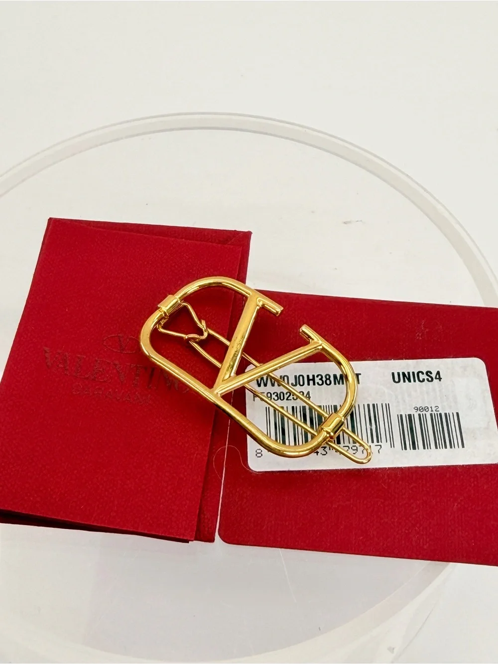 Valentino Garavani Gold V Logo Hair Clip